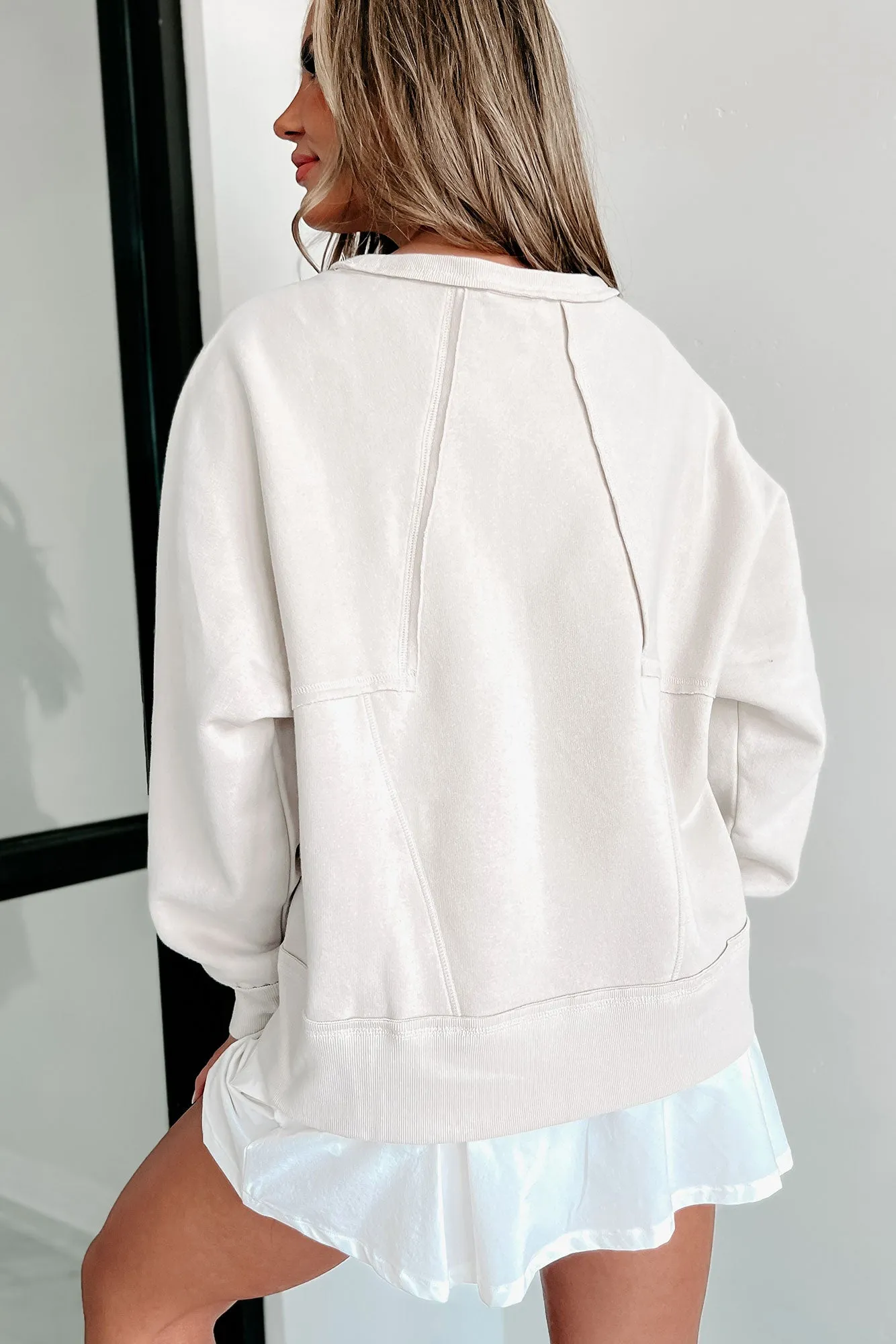 Doorbuster Cozy Kisses Oversized Patch Detailed Sweatshirt (Beige)