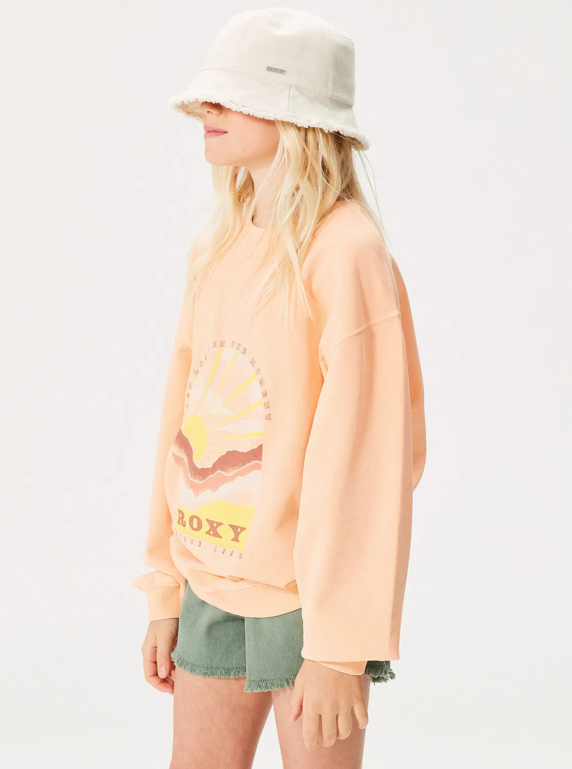 Girls 4-16 Lineup Crew Neck Terry Sweatshirt - Peach Parfait