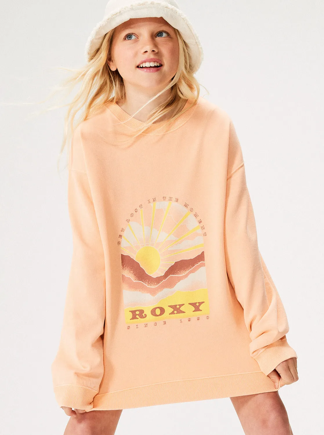 Girls 4-16 Lineup Crew Neck Terry Sweatshirt - Peach Parfait