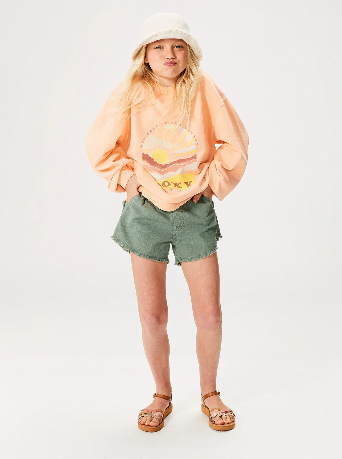 Girls 4-16 Lineup Crew Neck Terry Sweatshirt - Peach Parfait